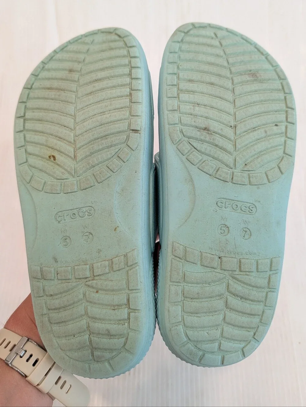 CROCS Light Blue Slide Sandals with Charms Size 7 Women's